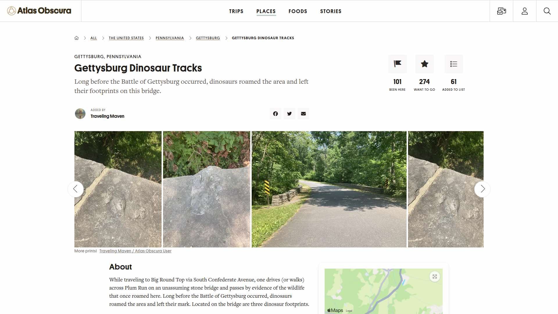 Gettysburg Dinosaur Tracks