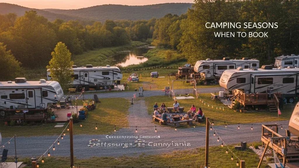 Pennsylvania fall foliage camping season with colorful forest