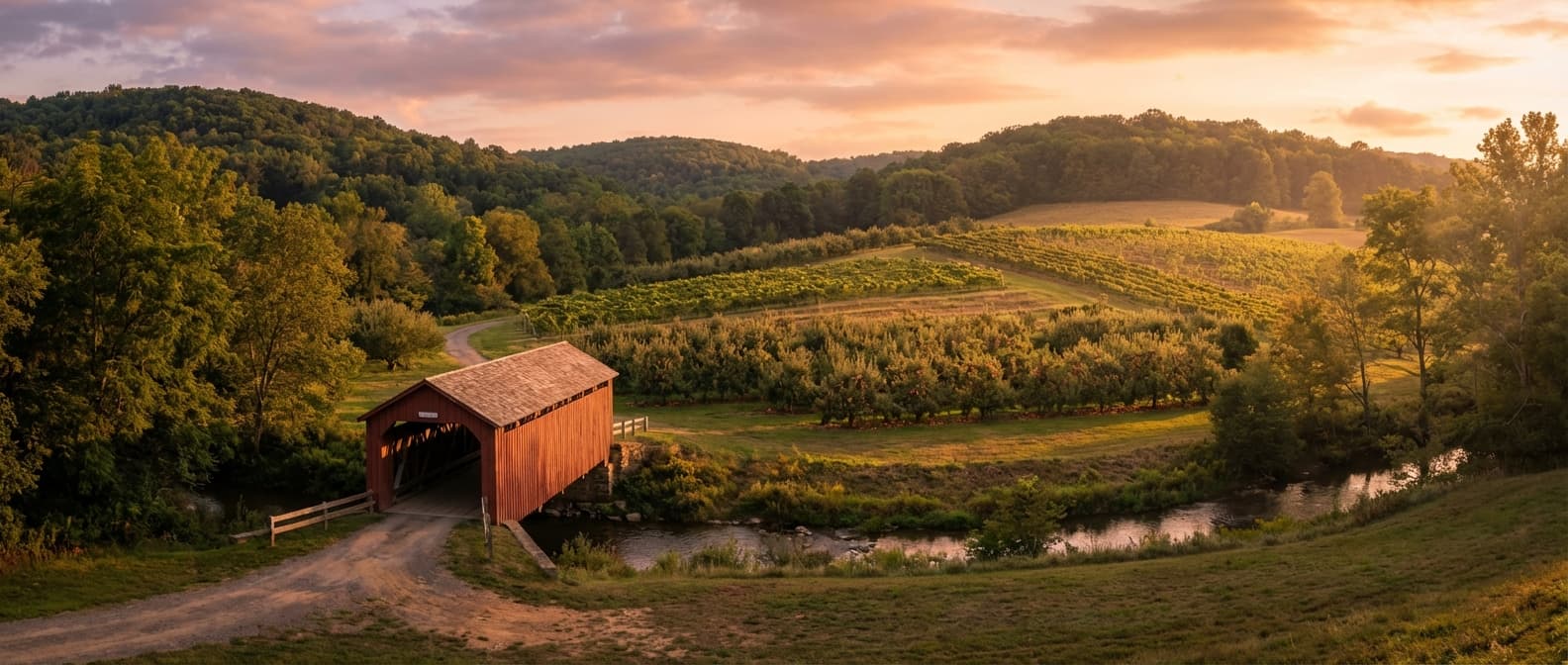 Scenic Pennsylvania covered bridge and countryside day trip
