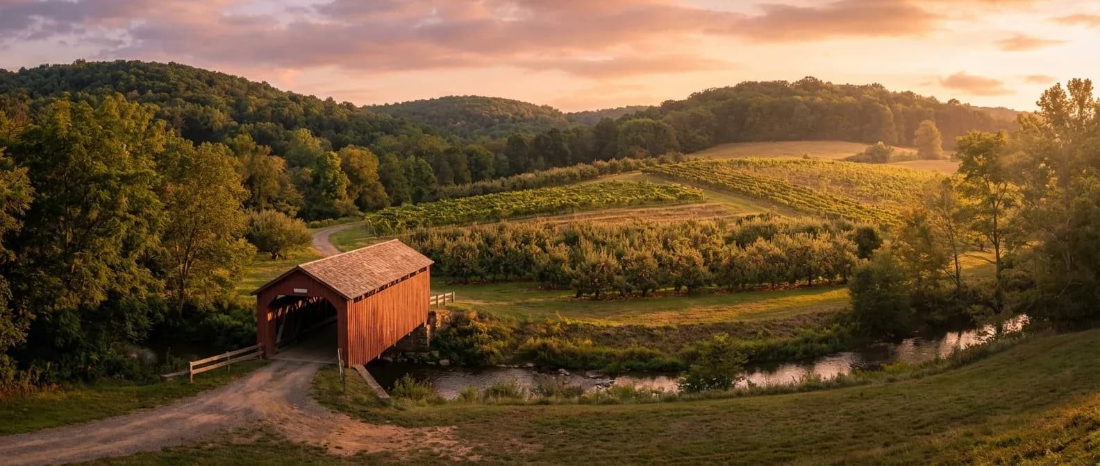 Scenic Pennsylvania covered bridge and countryside day trip