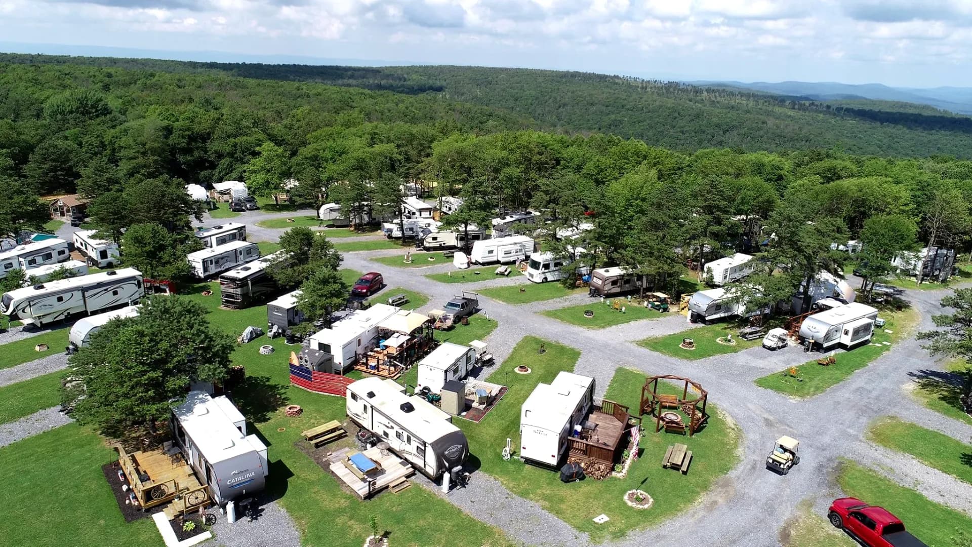 Aerial drone view of Pine Ridge Campground