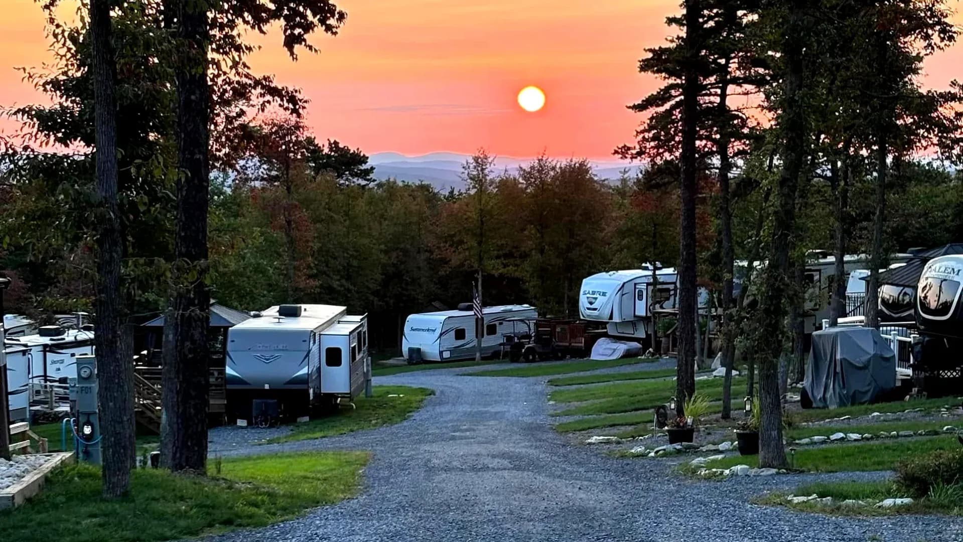 Sunset down the main campground road