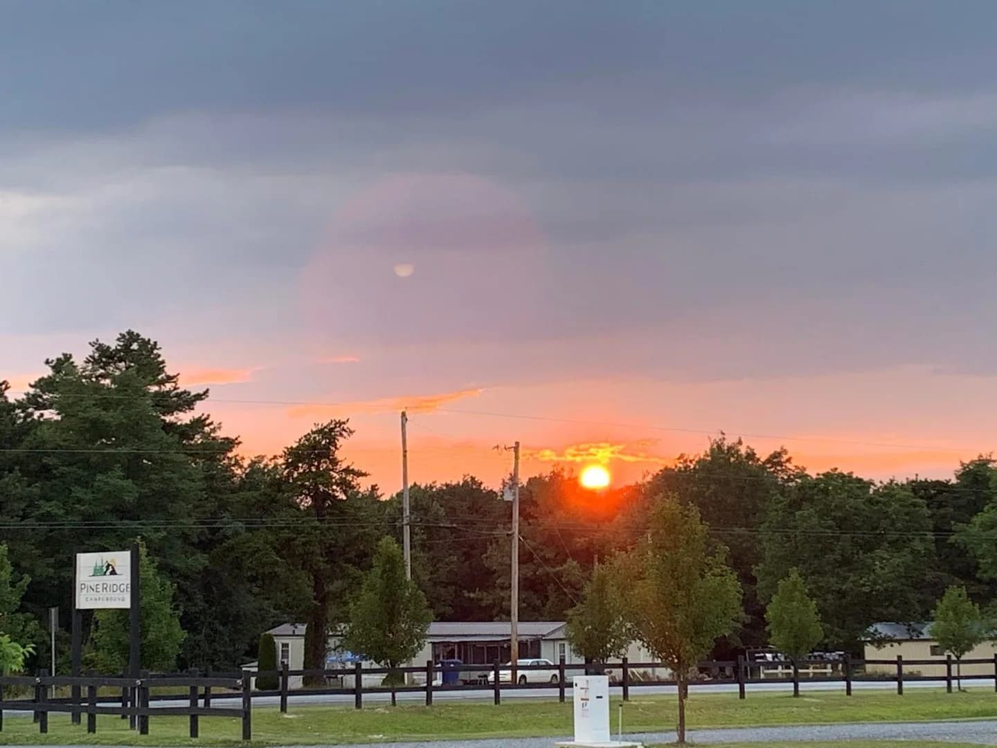 Pine Ridge Campground entrance at sunset