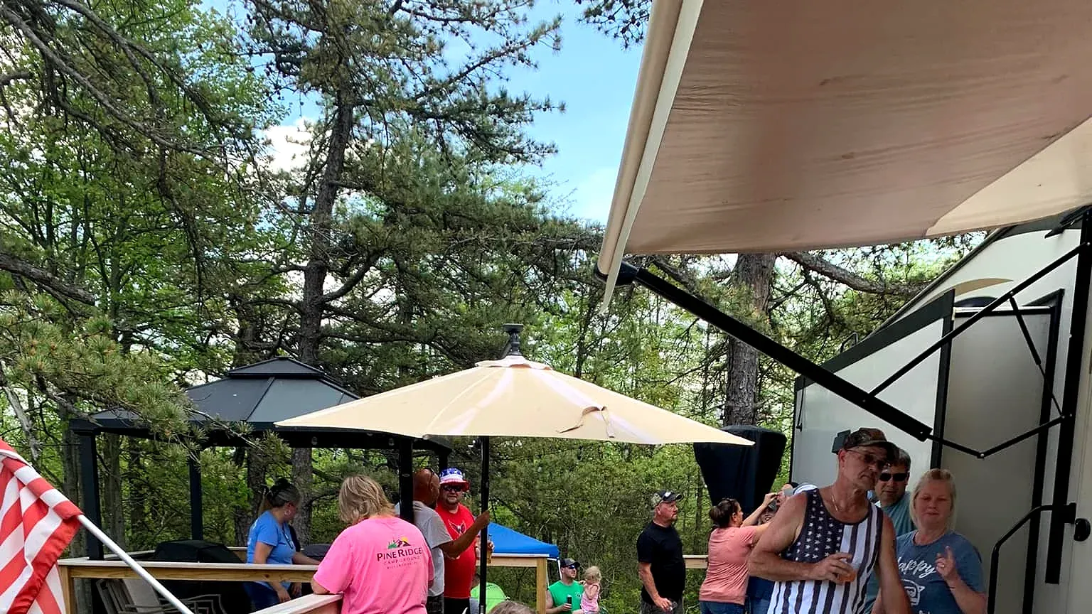 People socializing on deck