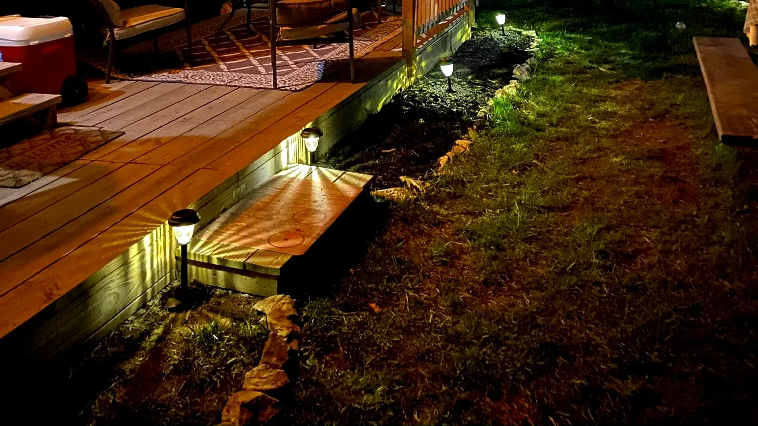 Site with deck at dusk